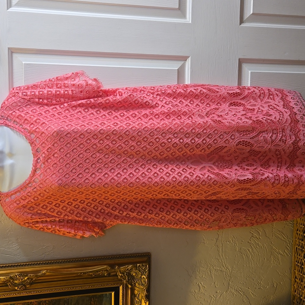Isaac Mizrahi Live! Pink Stretch Lace Overlay Dress